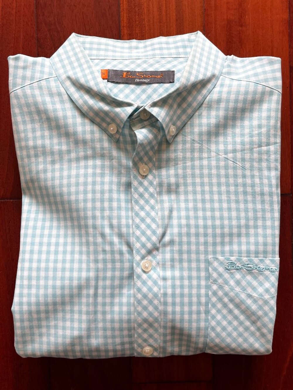 Ben Sherman Heritage Green Gingham Button Down Shirt Mens M Slim Fit